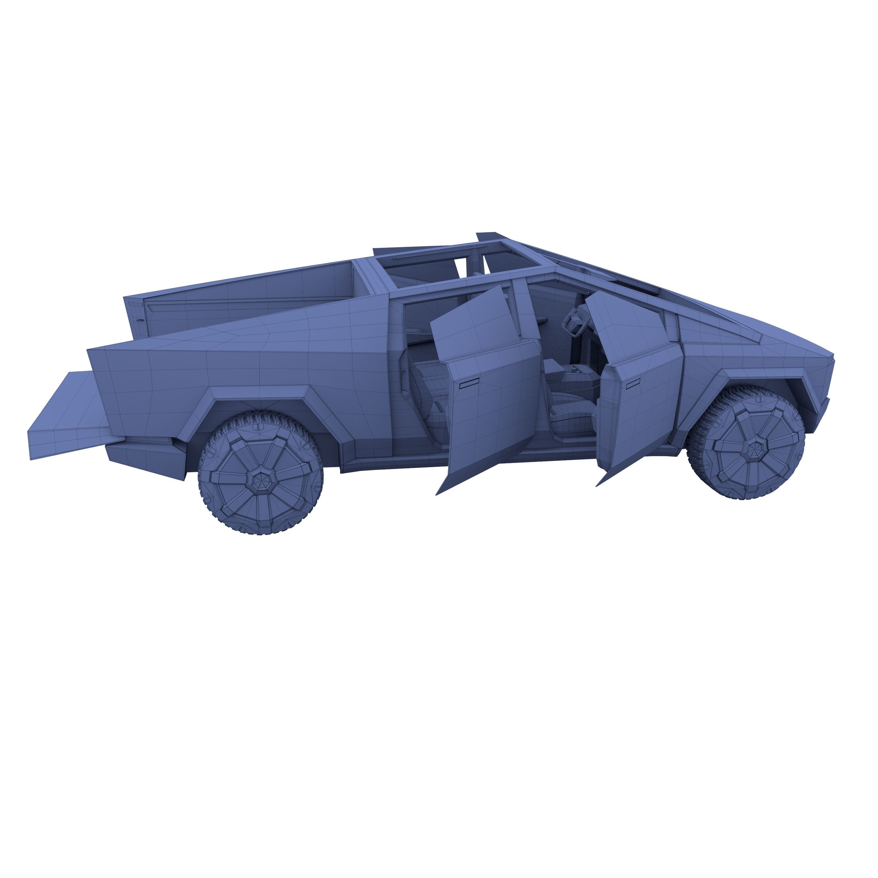 Tesla Cybertruck with interior Red 3D model_31