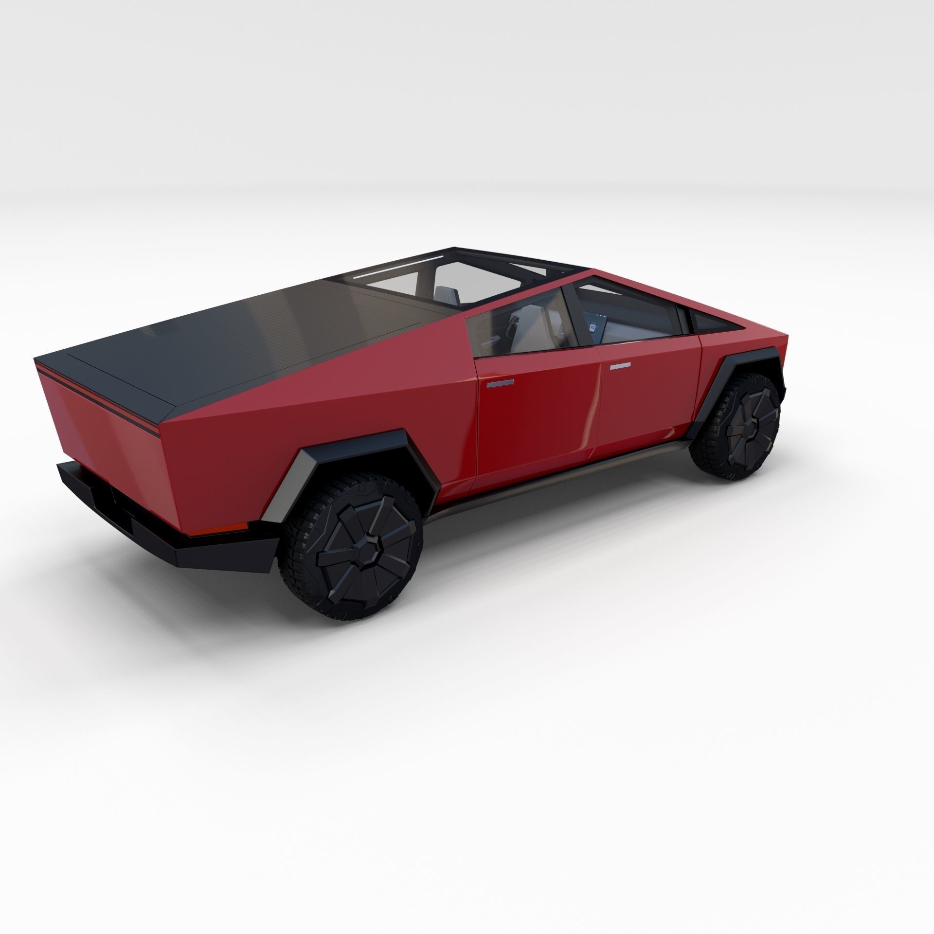 Tesla Cybertruck with interior Red 3D model_9