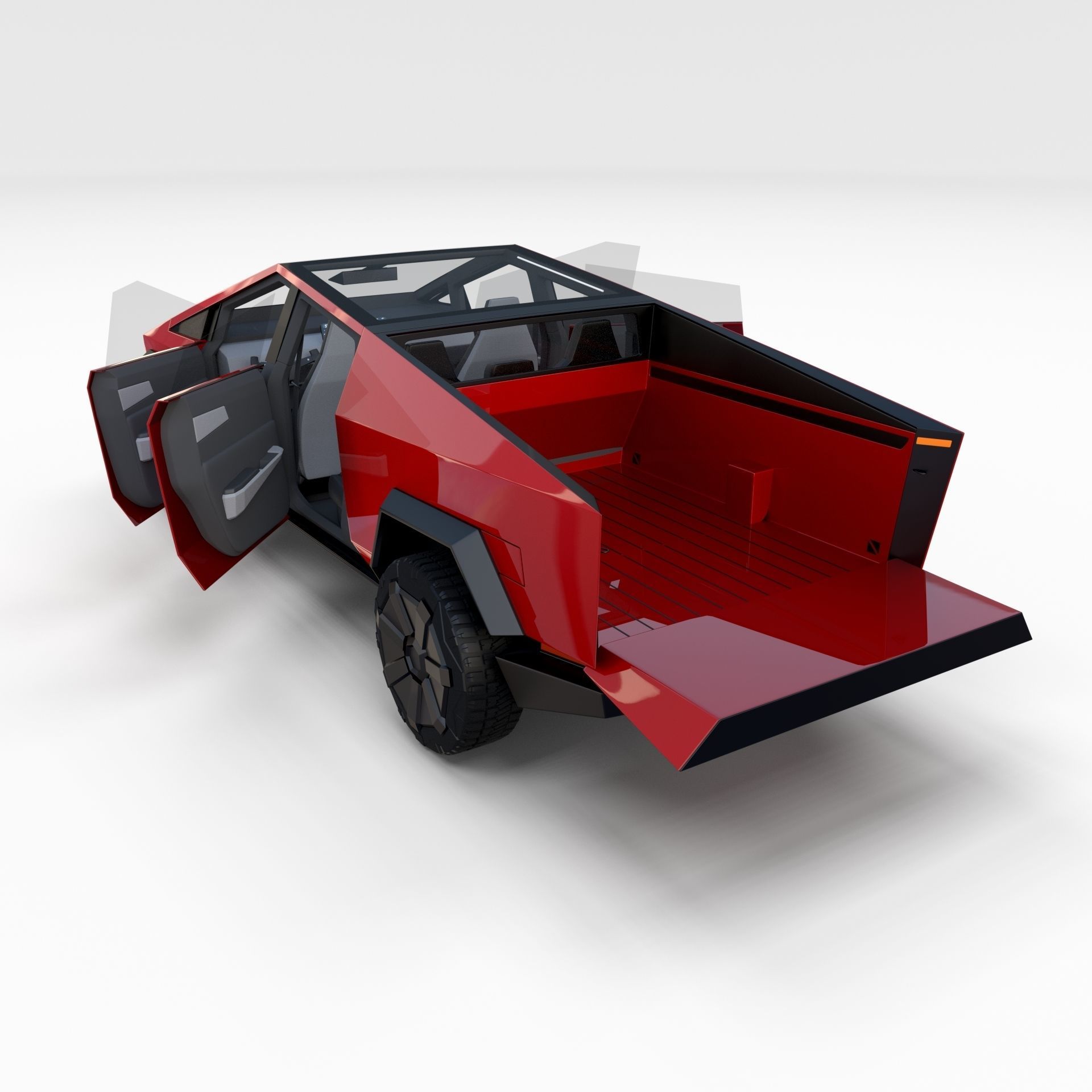 Tesla Cybertruck with interior Red 3D model_24