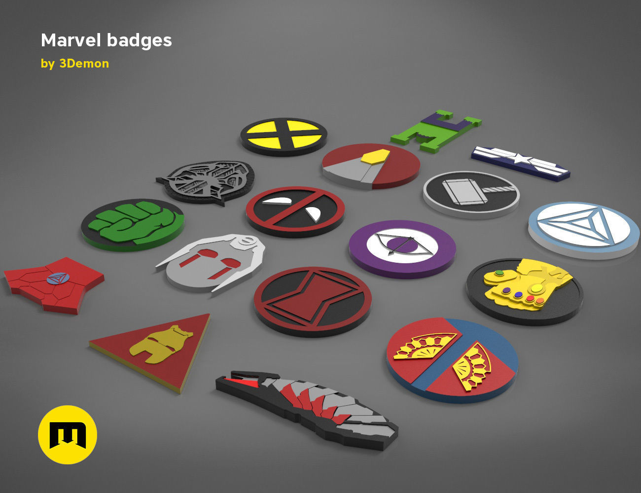 Marvel Badge Designs With Colors 3D print model_29