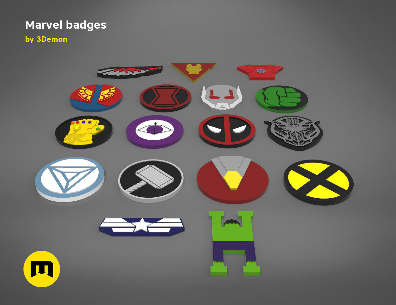 Marvel Badge Designs With Colors 3D print model_17