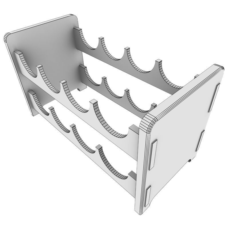 Wine Rack 3D model_4