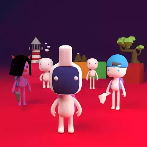 cartoon mobile game concept 3D model