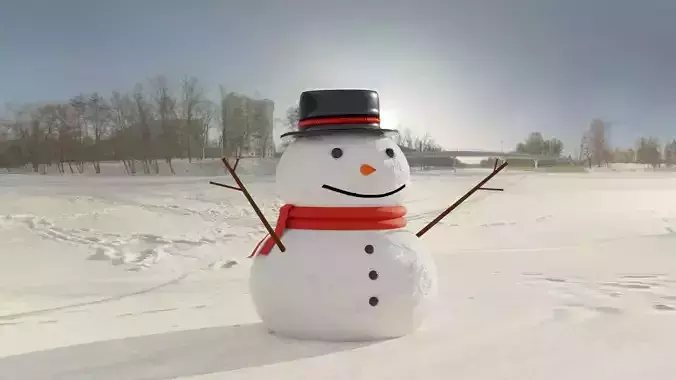 Snowman in snow