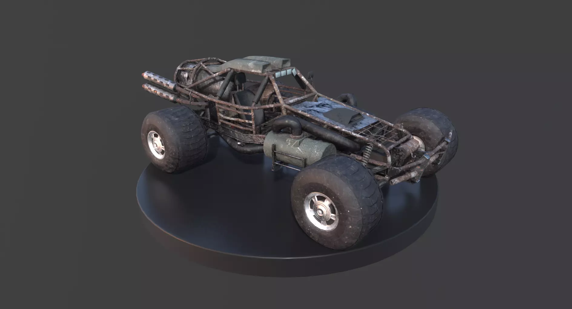 Post-Apo Dune Buggy ATV Low-poly 3D model_0