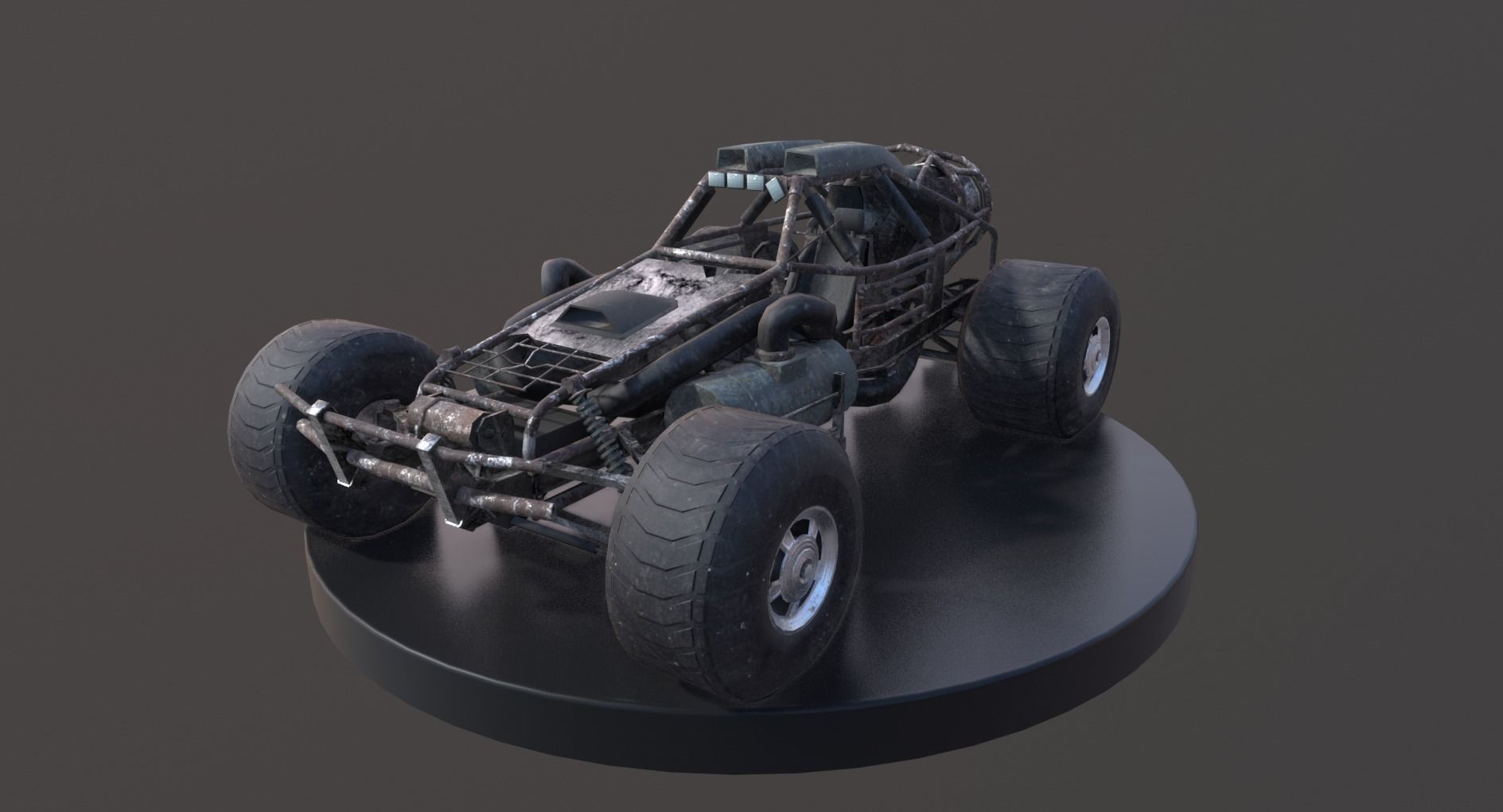 Post-Apo Dune Buggy ATV Low-poly 3D model_6