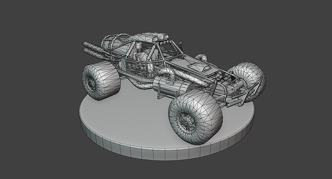Post-Apo Dune Buggy ATV Low-poly 3D model 2