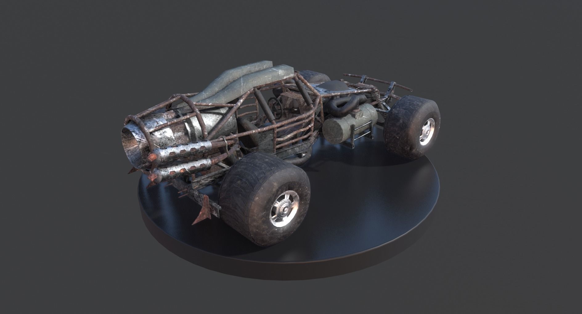 Post-Apo Dune Buggy ATV Low-poly 3D model_2