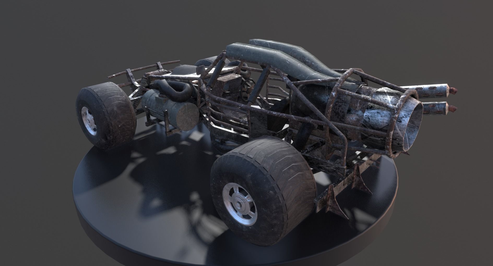Post-Apo Dune Buggy ATV Low-poly 3D model_4