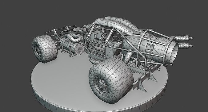Post-Apo Dune Buggy ATV Low-poly 3D model 6