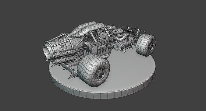 Post-Apo Dune Buggy ATV Low-poly 3D model 4