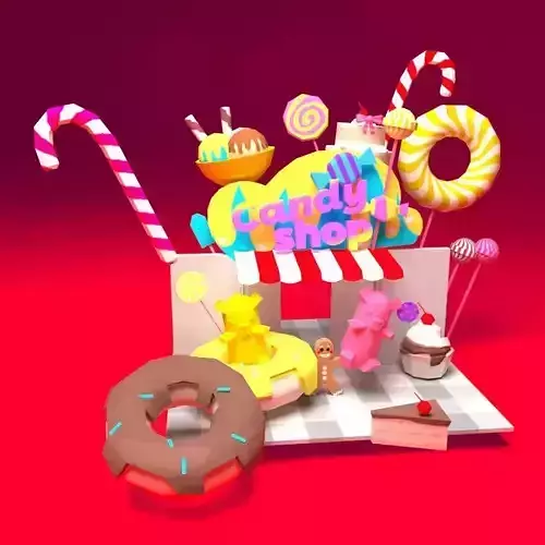 low poly candy shop pack 