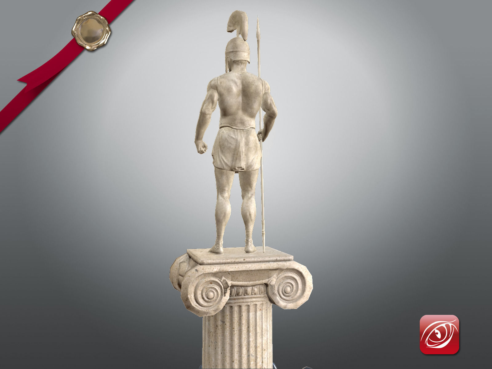 Greek Fountain Sculpture 001 Low-poly 3D model_3