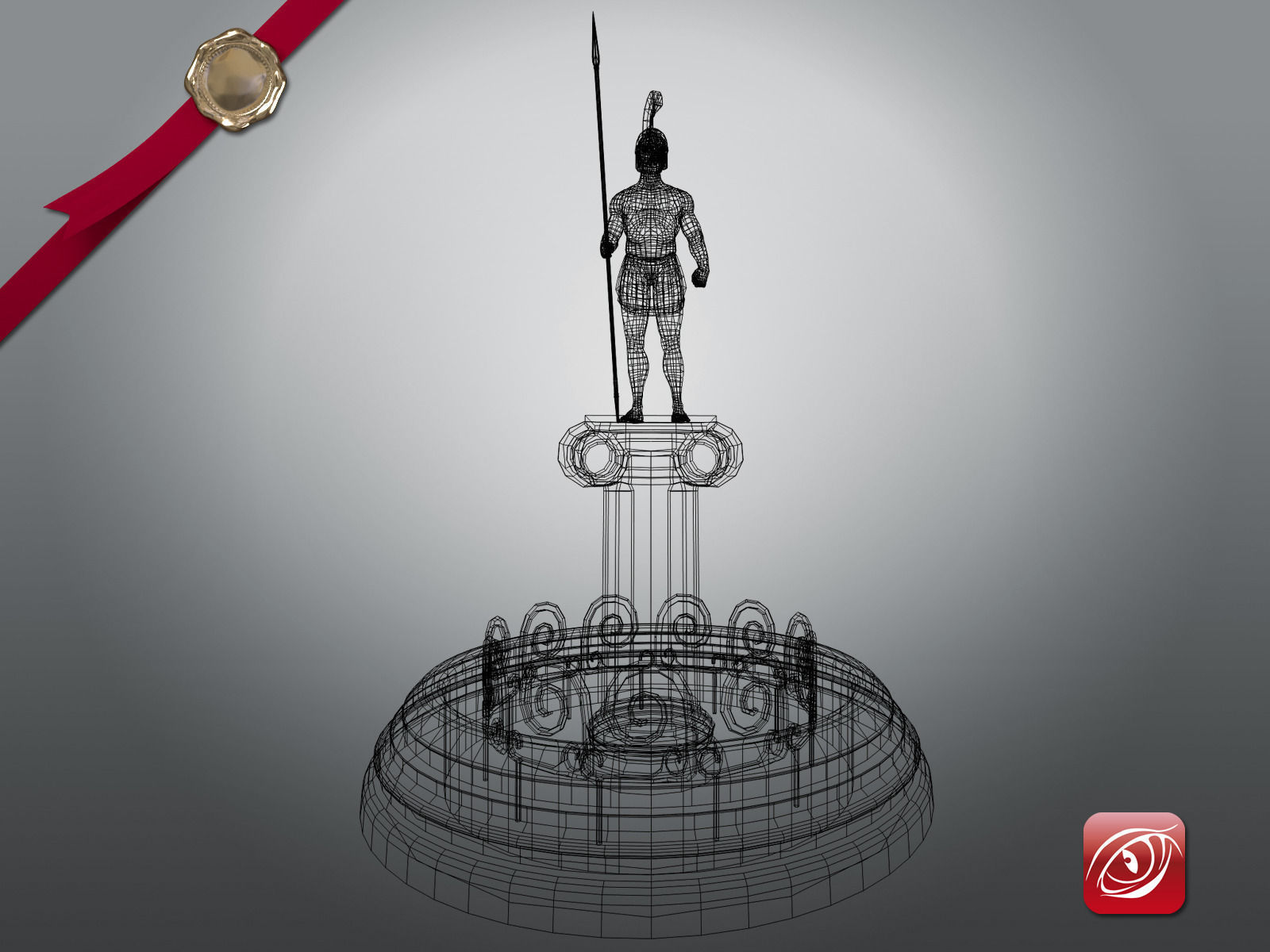 Greek Fountain Sculpture 001 Low-poly 3D model_4