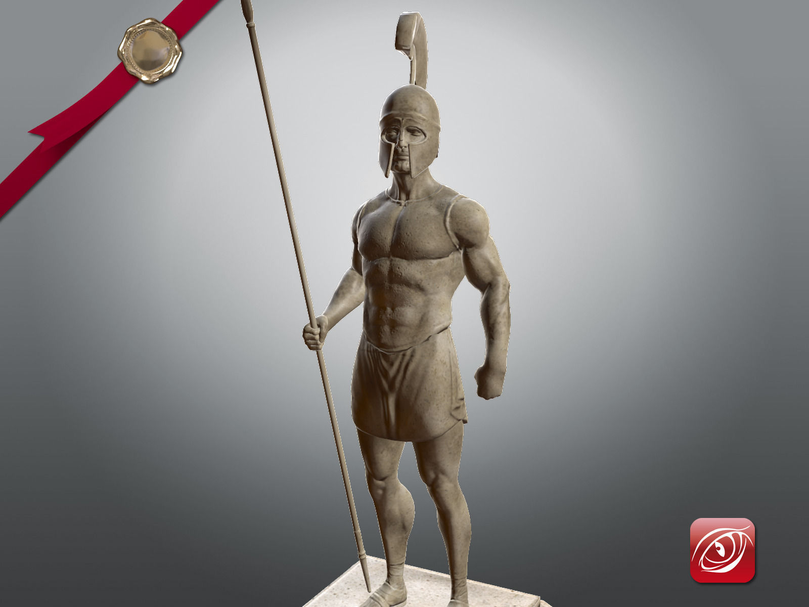 Greek Fountain Sculpture 001 Low-poly 3D model_2