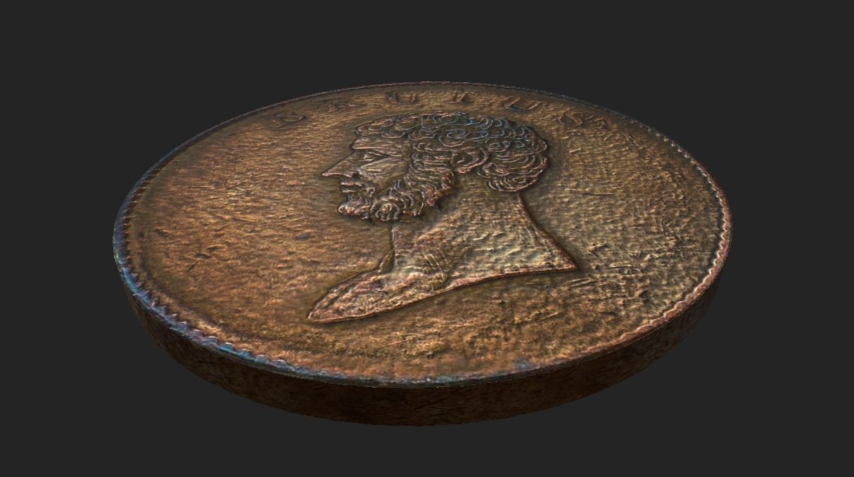 Roman Coin - Britain Low-poly 3D model_4