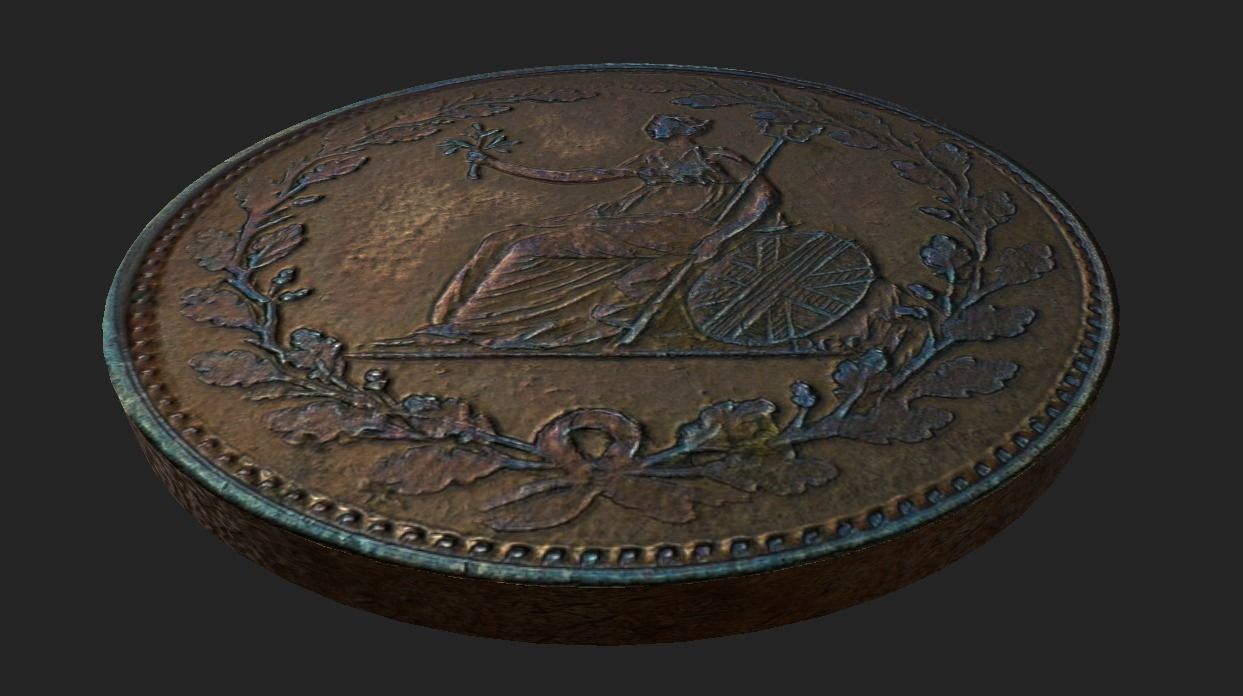 Roman Coin - Britain Low-poly 3D model_5