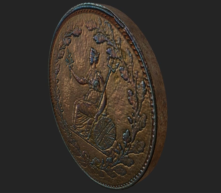 Roman Coin - Britain Low-poly 3D model_2