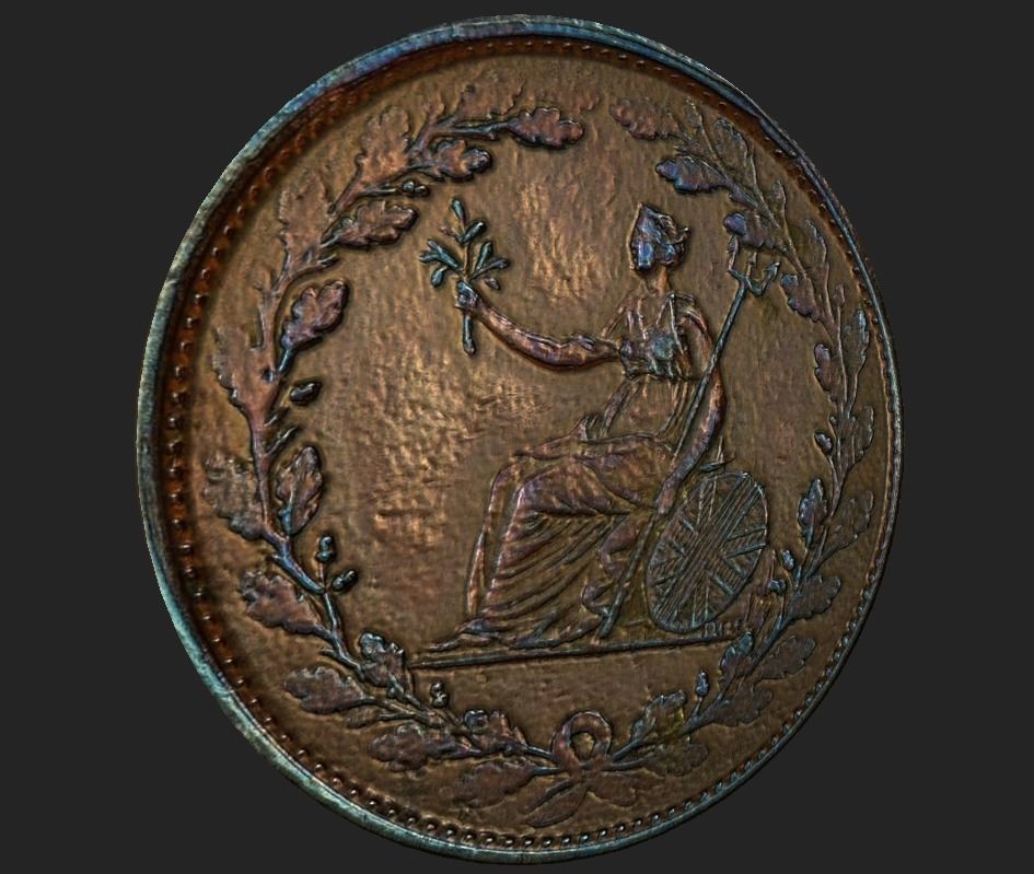 Roman Coin - Britain Low-poly 3D model_3