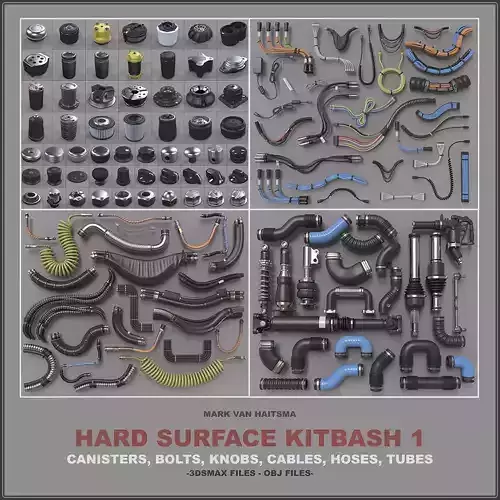 Hard Surface Kitbash Library 3D model