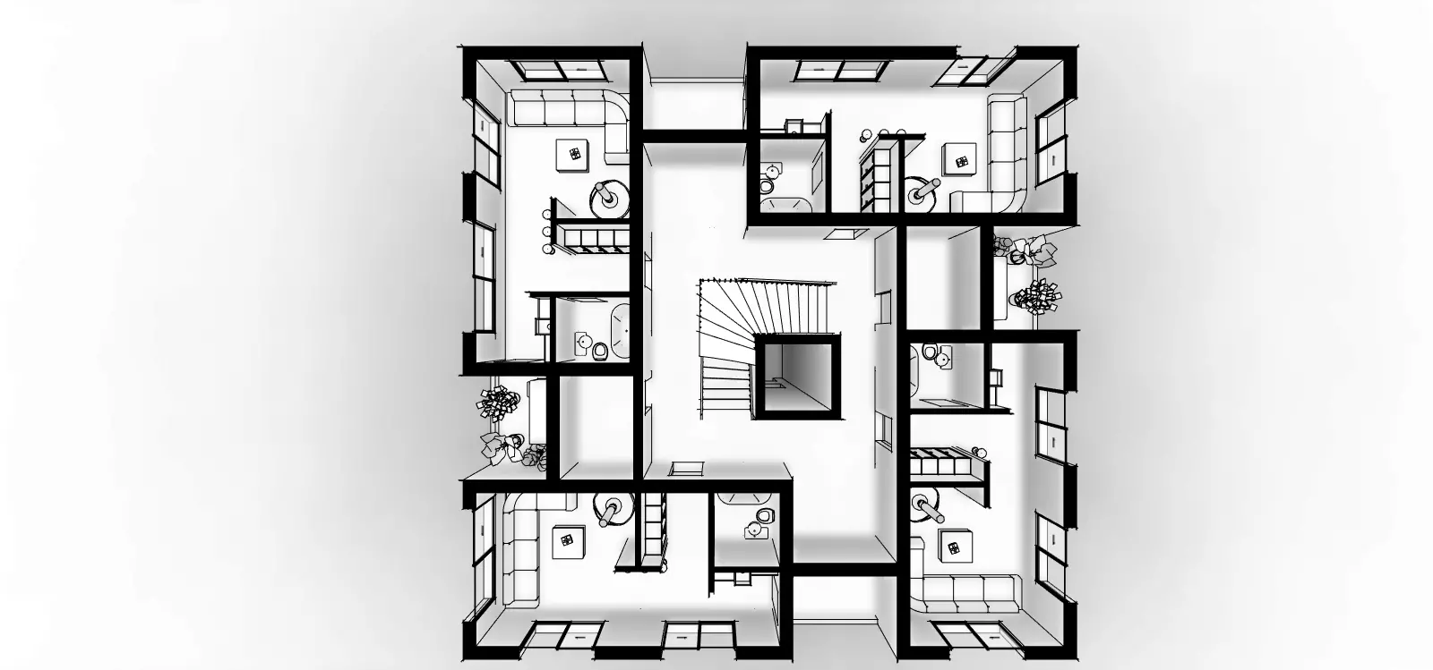 apartments building 3D print model