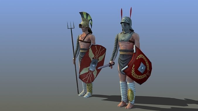 Gladiators x2 Low-poly 3D model