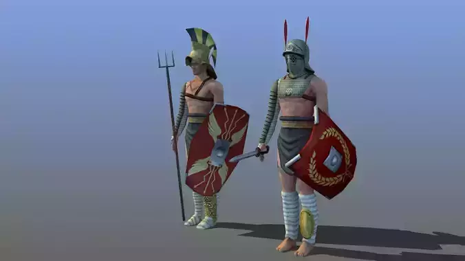 Gladiators x2 Low-poly 3D model