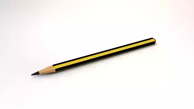 Pencil with rubber  PBR 3D model