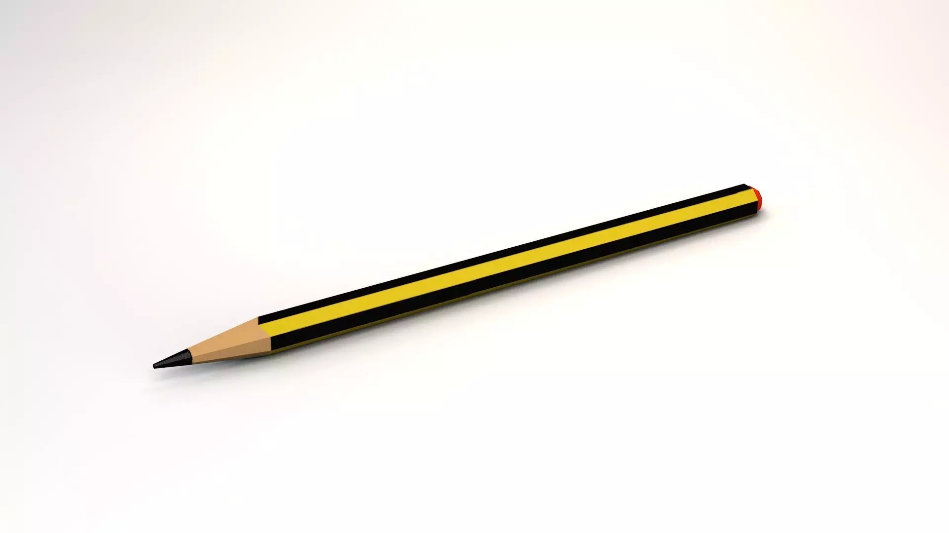 Pencil with rubber PBR 3D model Low-poly 3D model