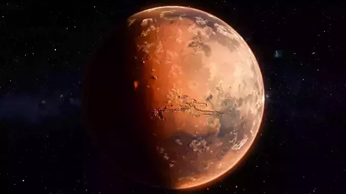 Ultra High Quality MARS planet with terrain atmosphere  clouds 3D model