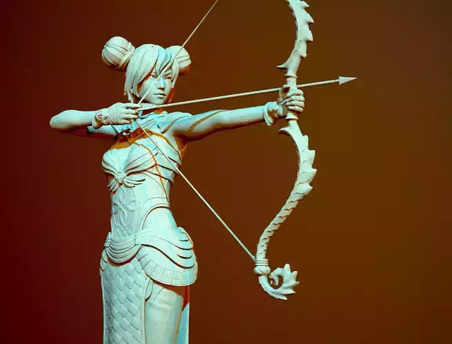 Archer statue with bow and arrow 3D print model
