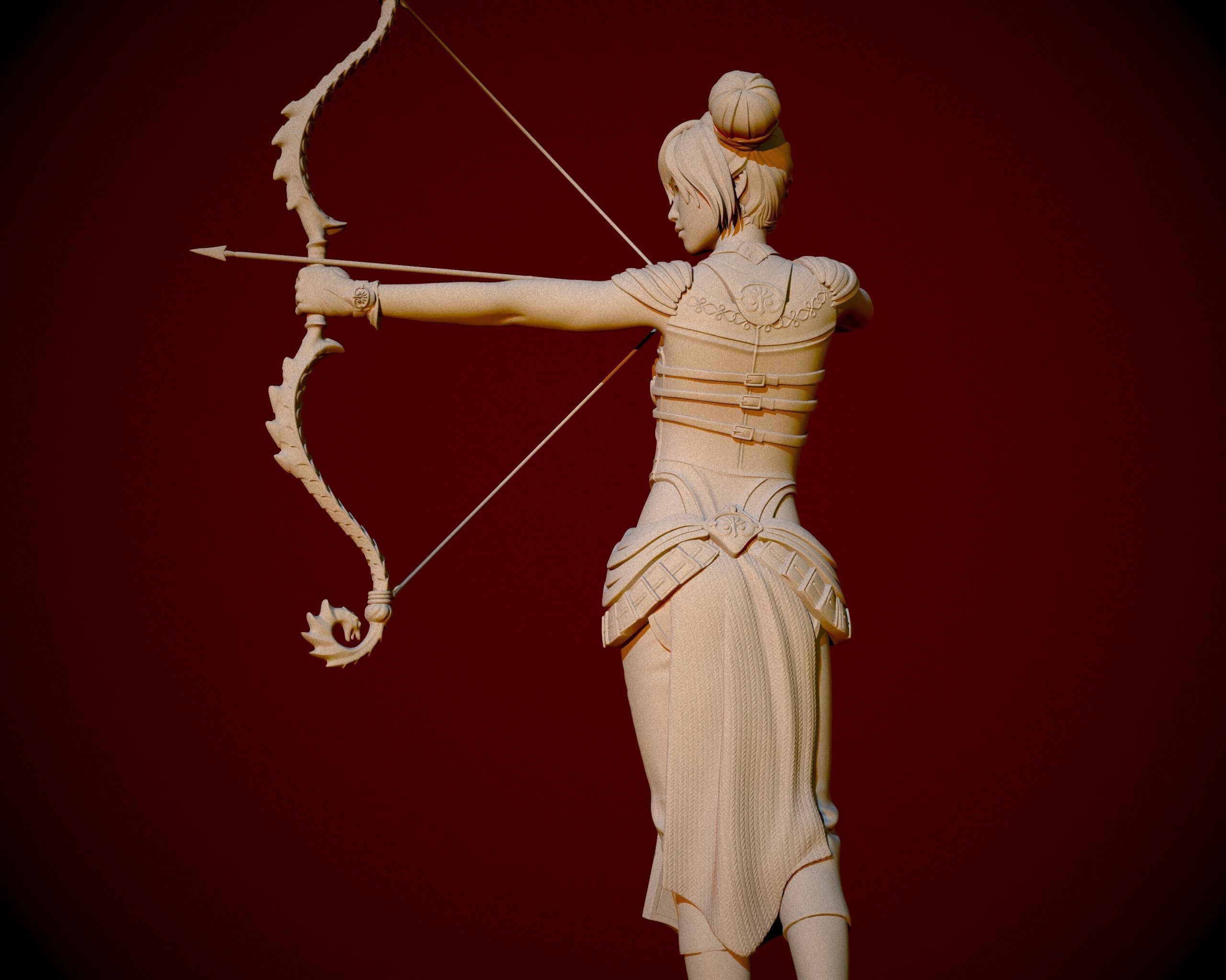 Archer statue with bow and arrow 3D print model_2