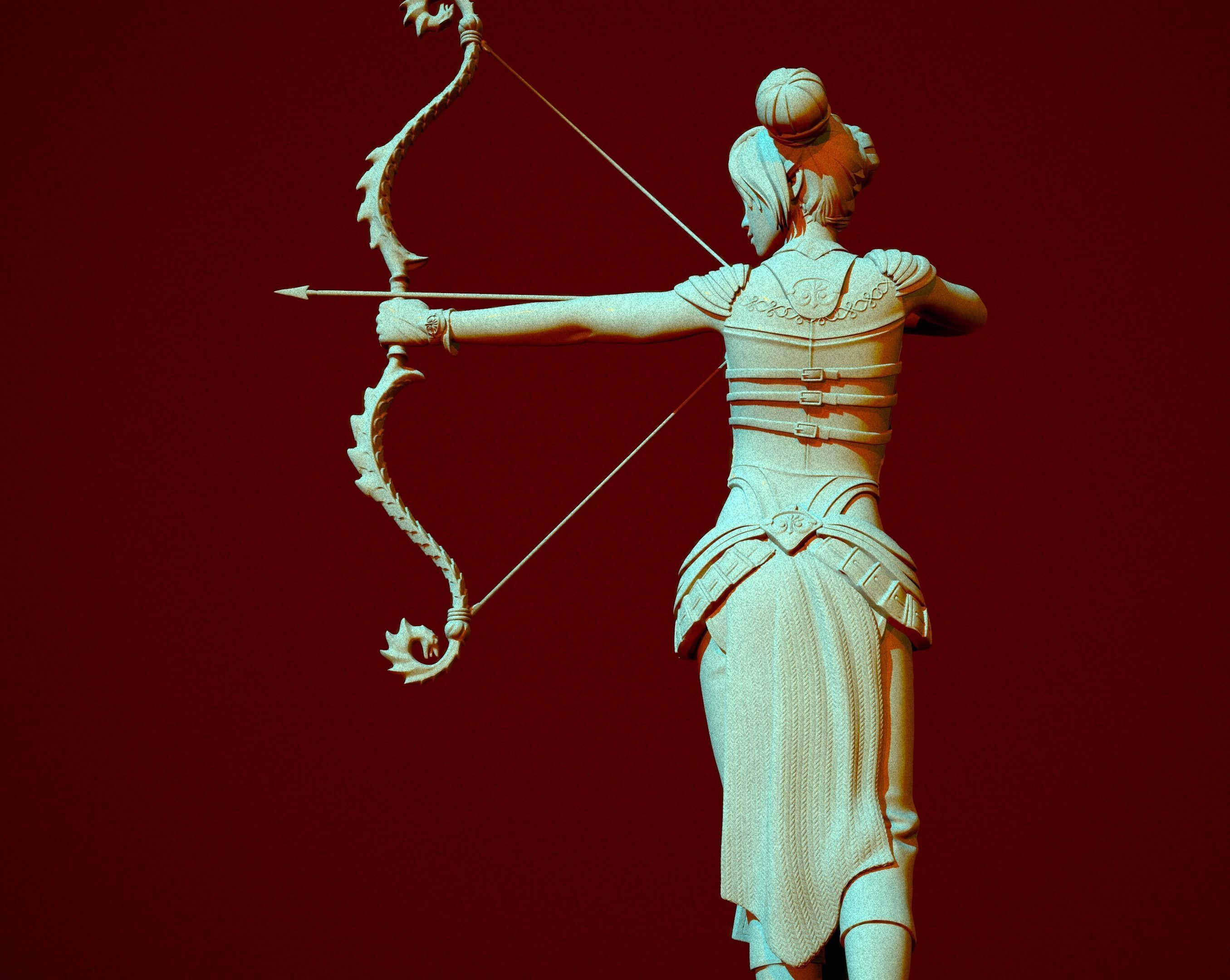 Archer statue with bow and arrow 3D print model_8