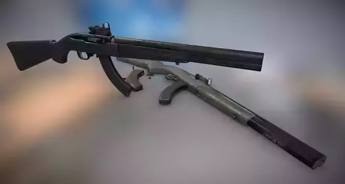 Ruger 10 22 Silent-SR ISB Low-poly 3D model