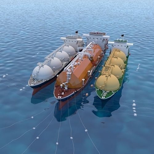 Floating gas storage with the Tanker ships 3D model