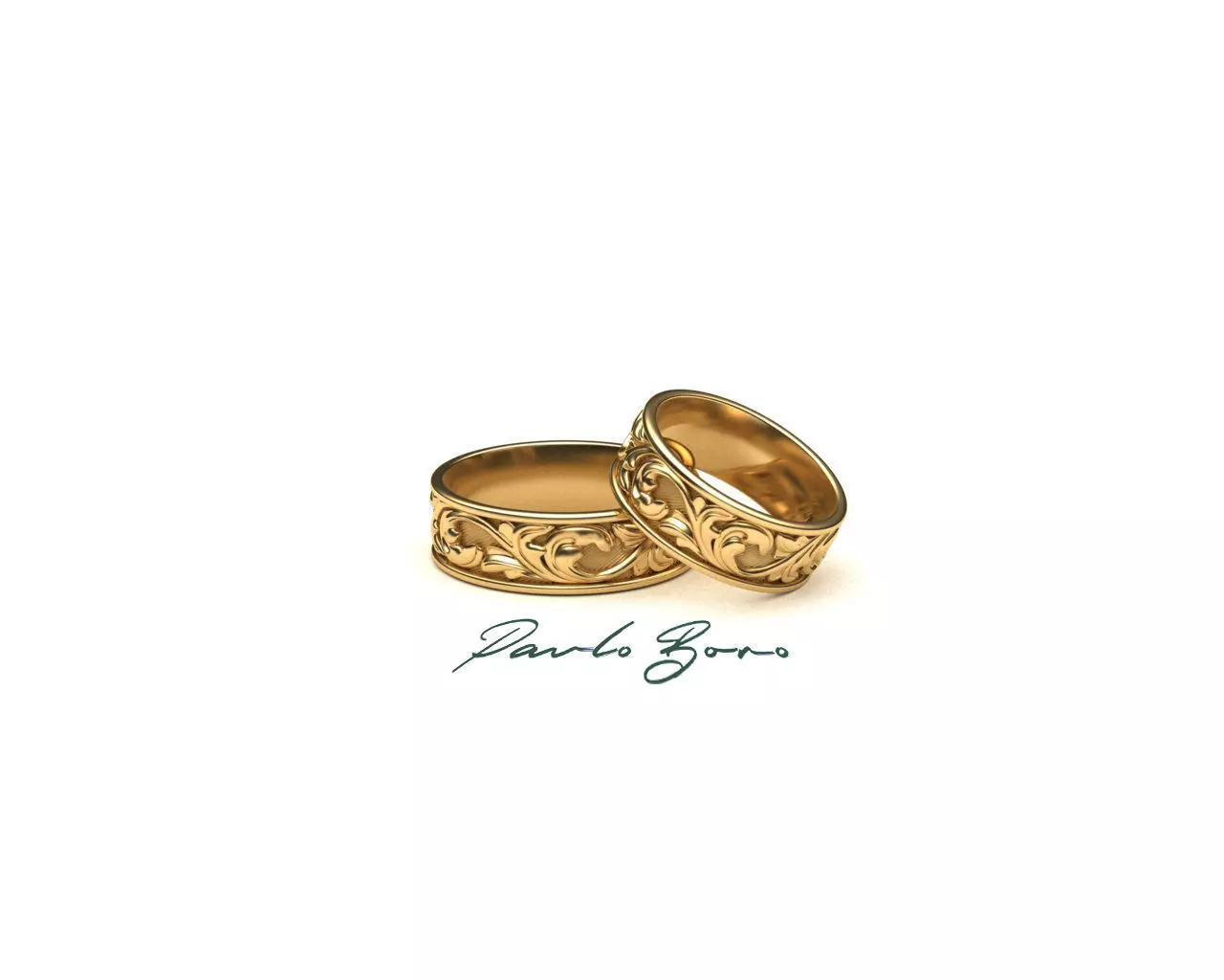 Wedding ring with ornament 3D print model