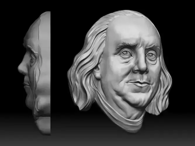 Benjamin Franklin One hundred US dollars 3D print model