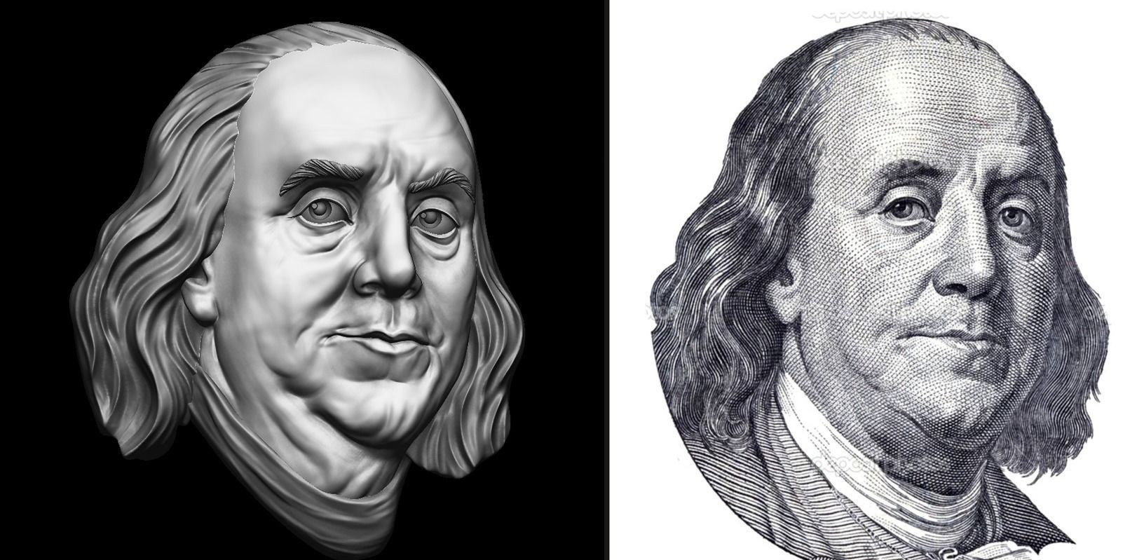 Benjamin Franklin One hundred US dollars 3D print model 3D print model_7