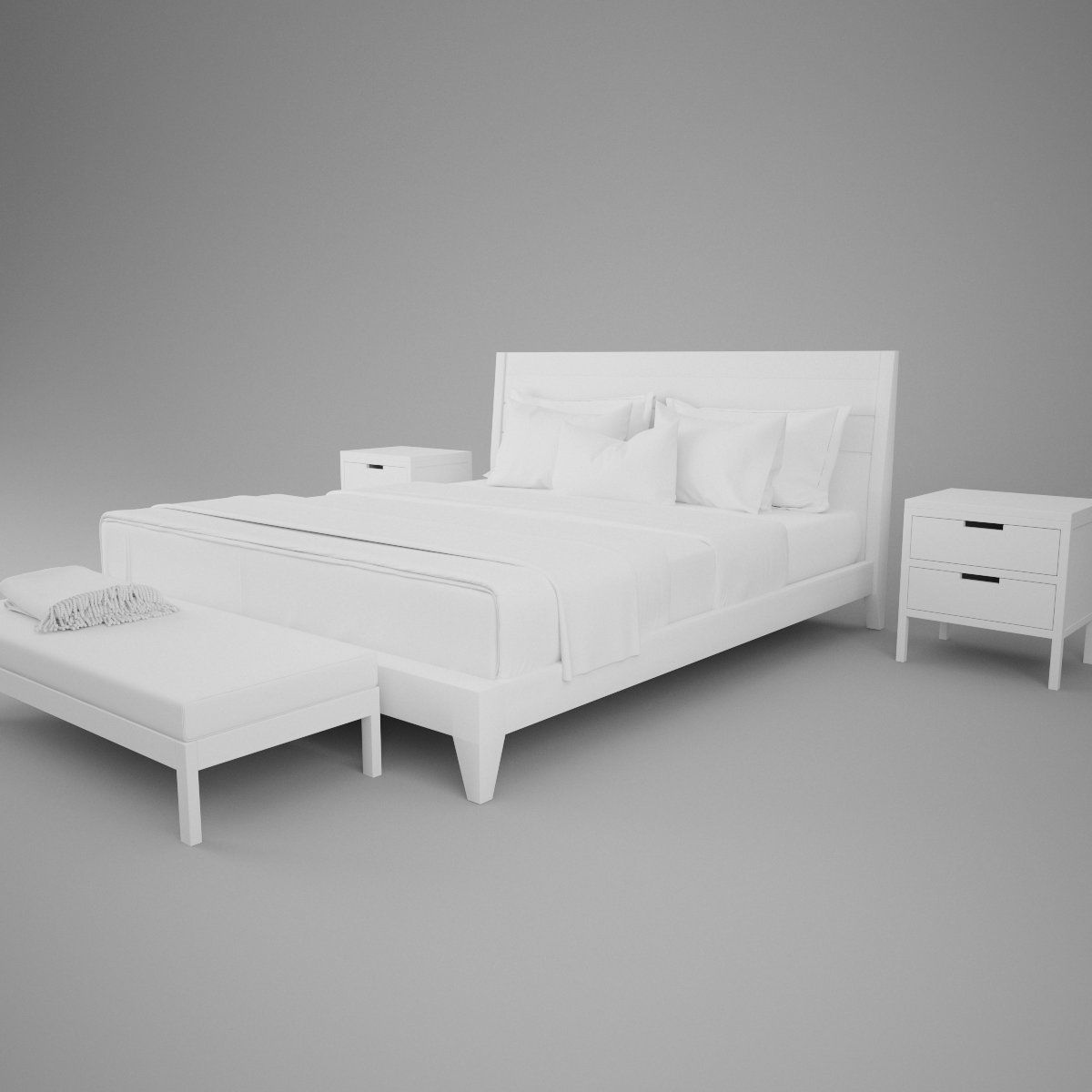 Bedroom Set furniture sets home 3D model_3
