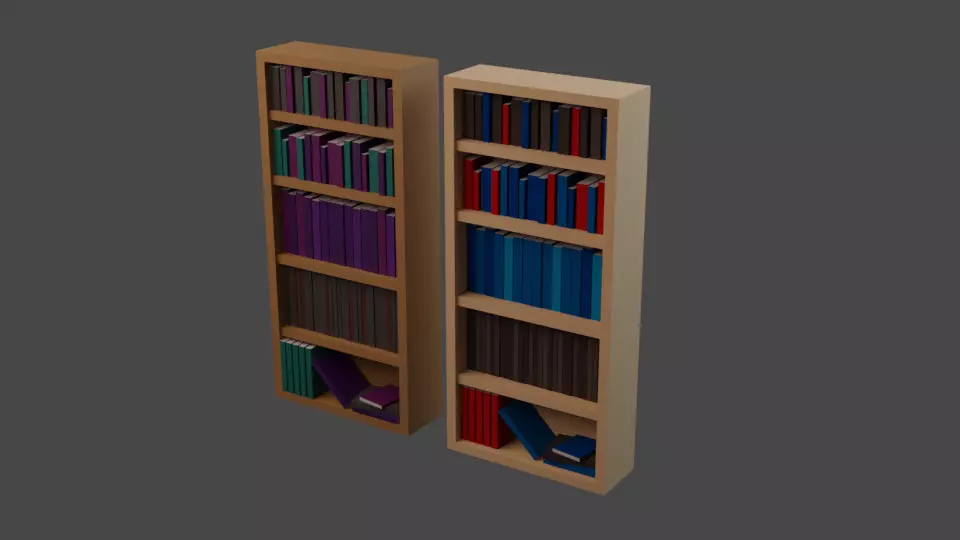 Bookshelf - Flat Shaded Free low-poly 3D model_0