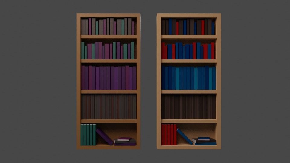 Bookshelf - Flat Shaded Free low-poly 3D model_2