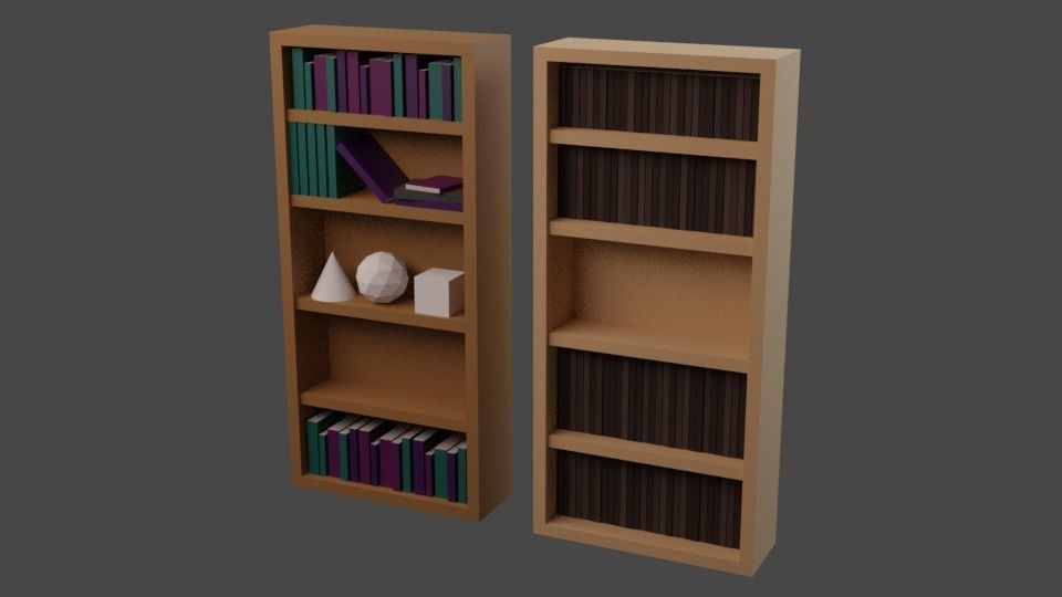Bookshelf - Flat Shaded Free low-poly 3D model_1