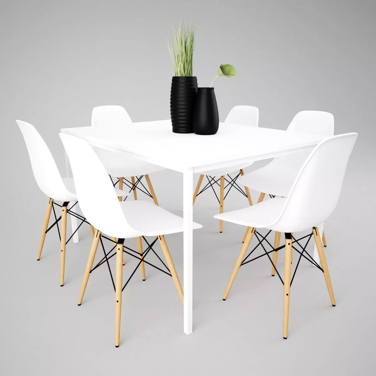 Modern Dinner Table Set 3D model_0