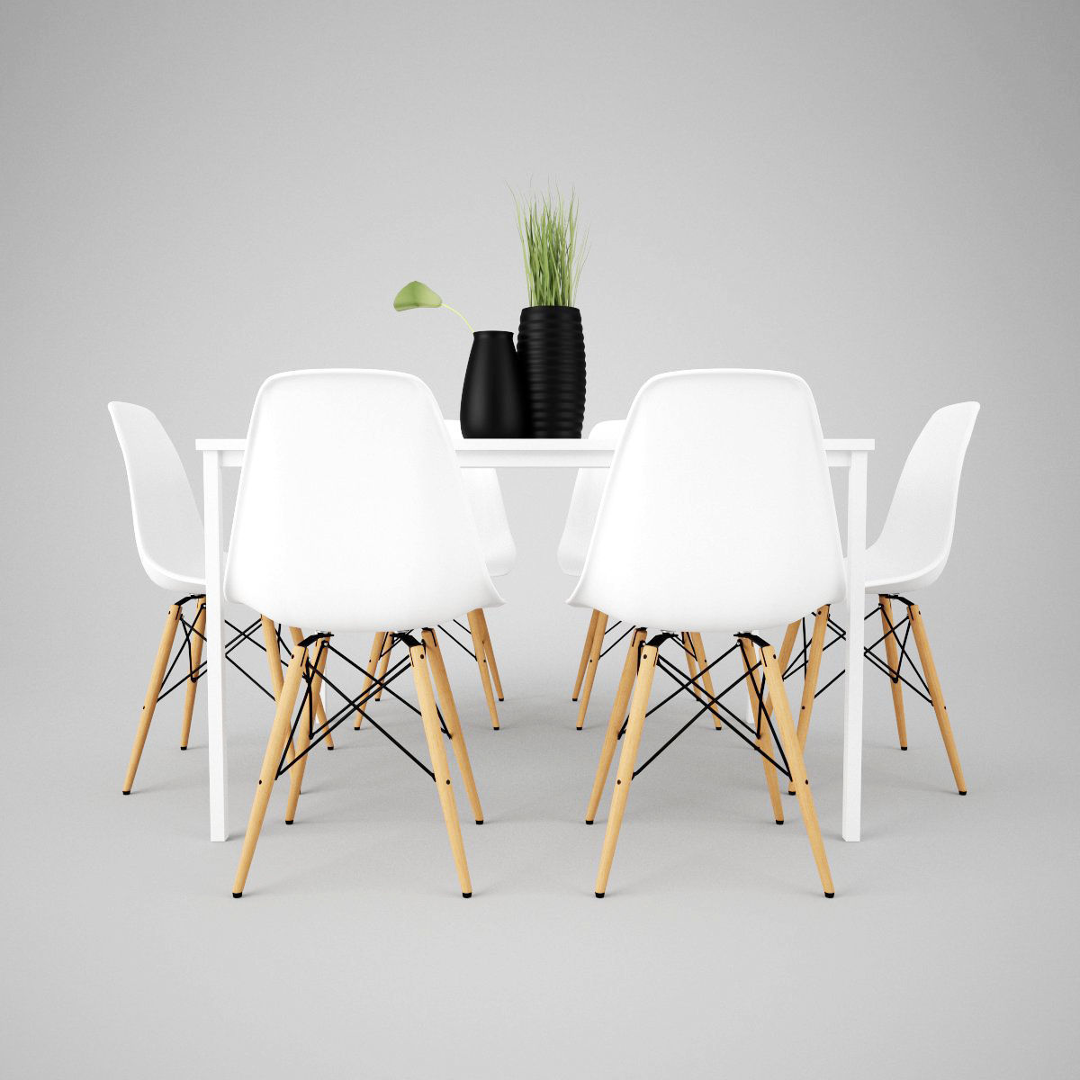 Modern Dinner Table Set 3D model_2