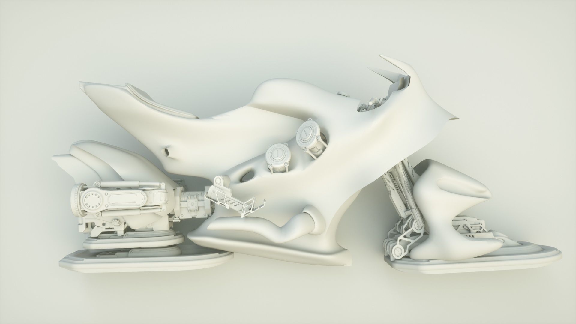 girl pilot on a jet motorcycle 3D model_2