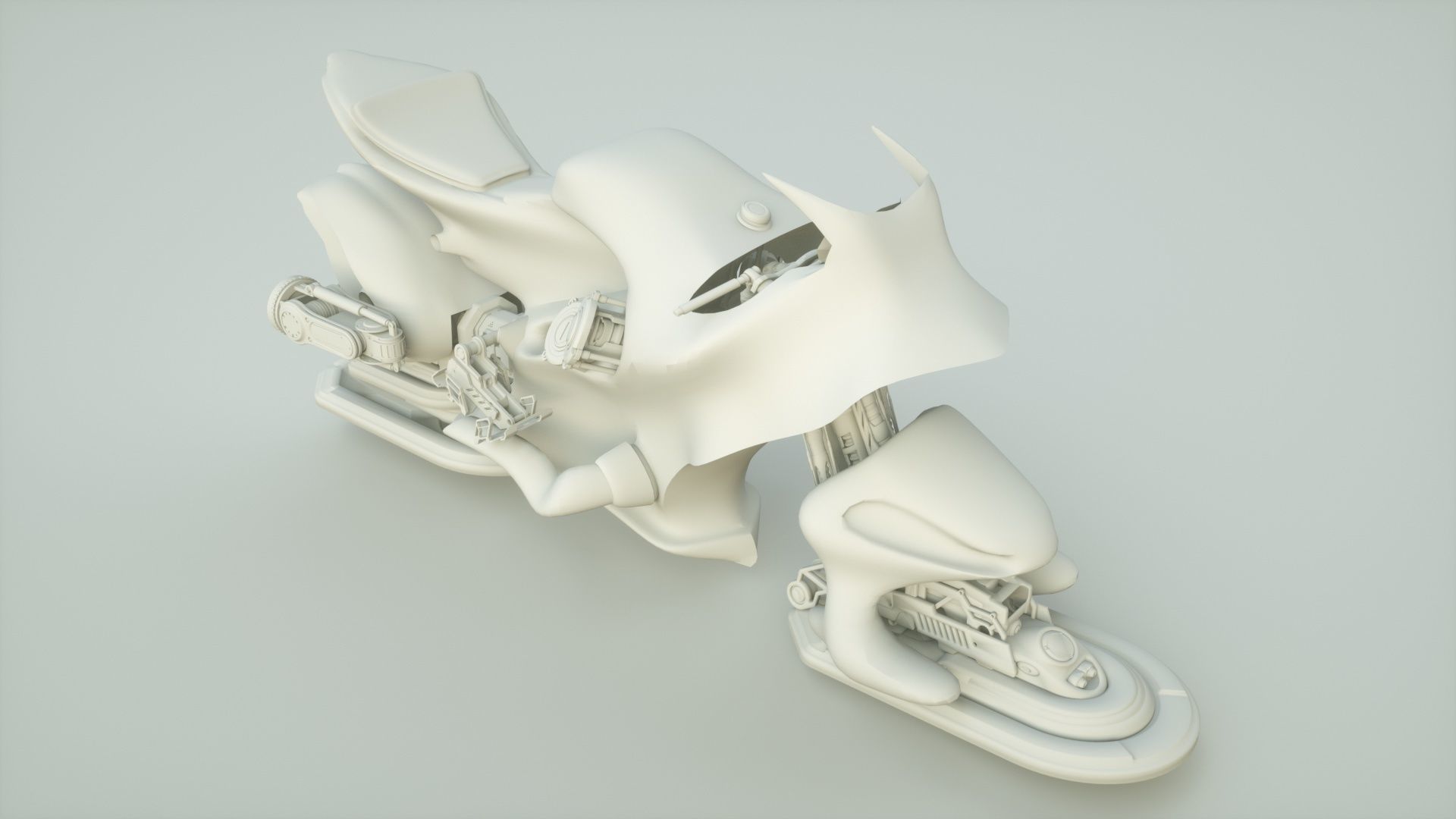 girl pilot on a jet motorcycle 3D model_3
