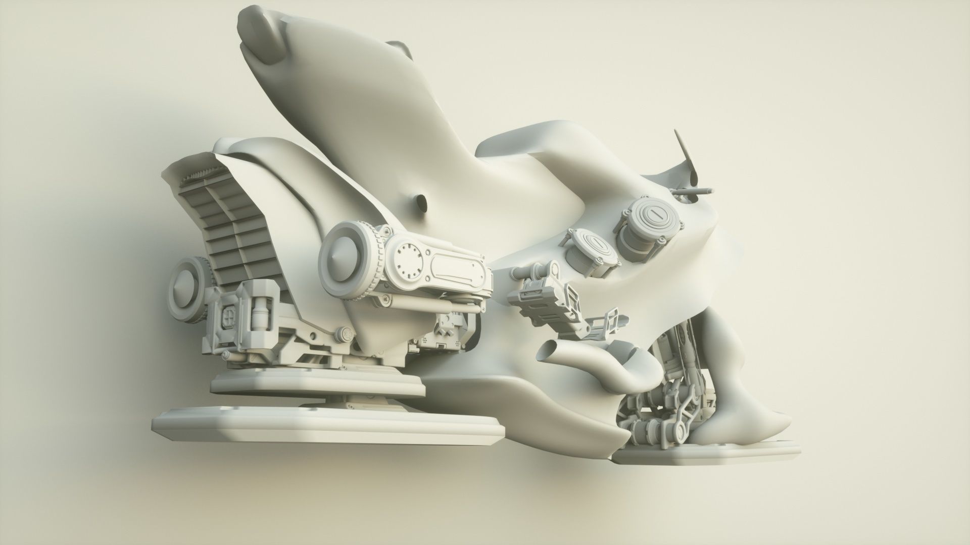 girl pilot on a jet motorcycle 3D model_4