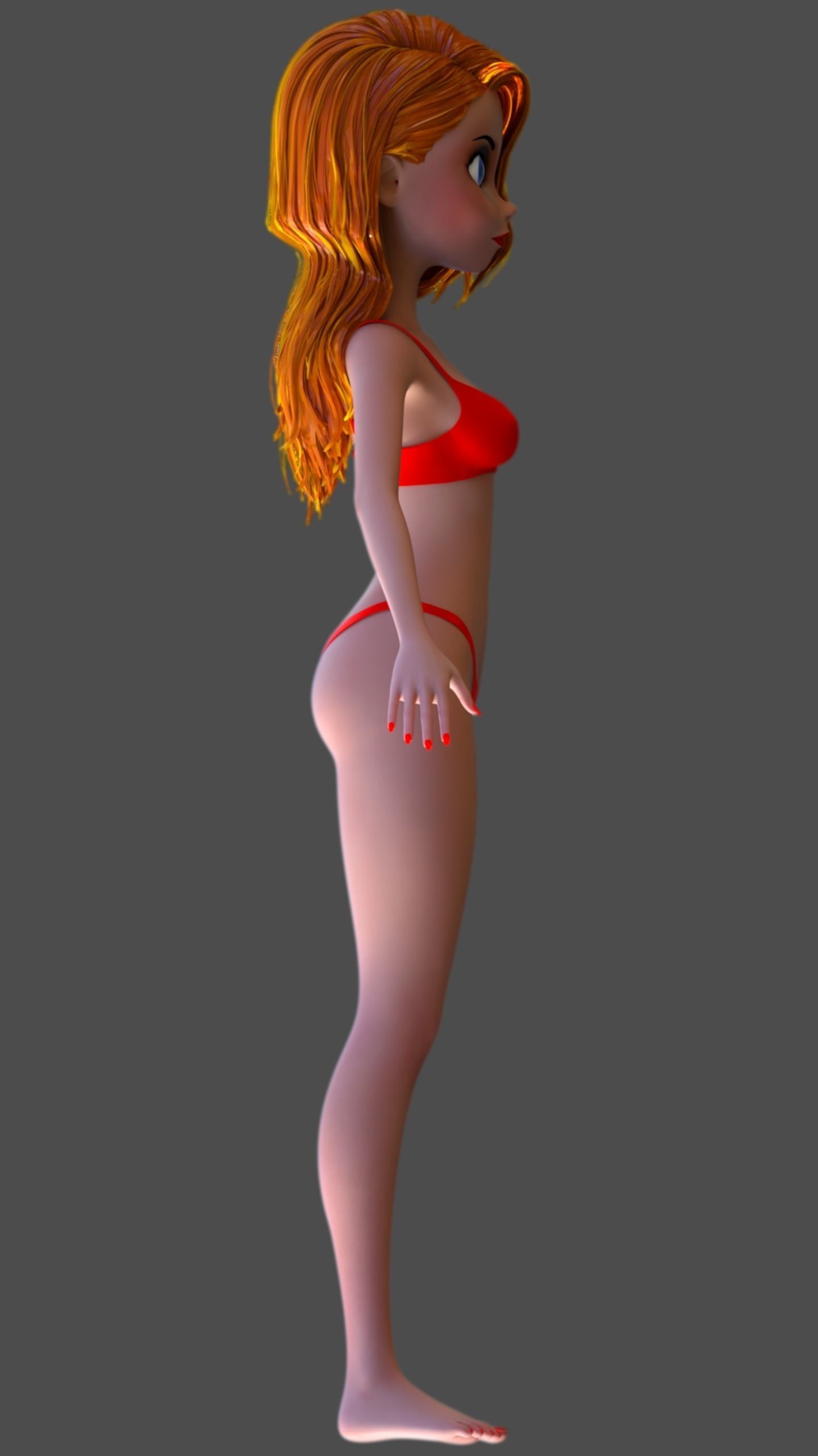 Cartoon Girl Low-poly 3D model_5