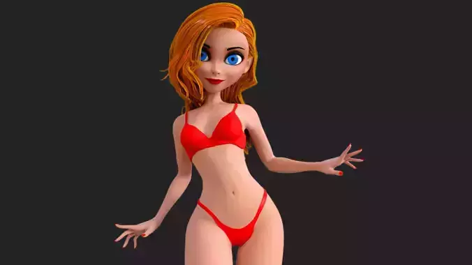 Cartoon Girl Low-poly 3D model