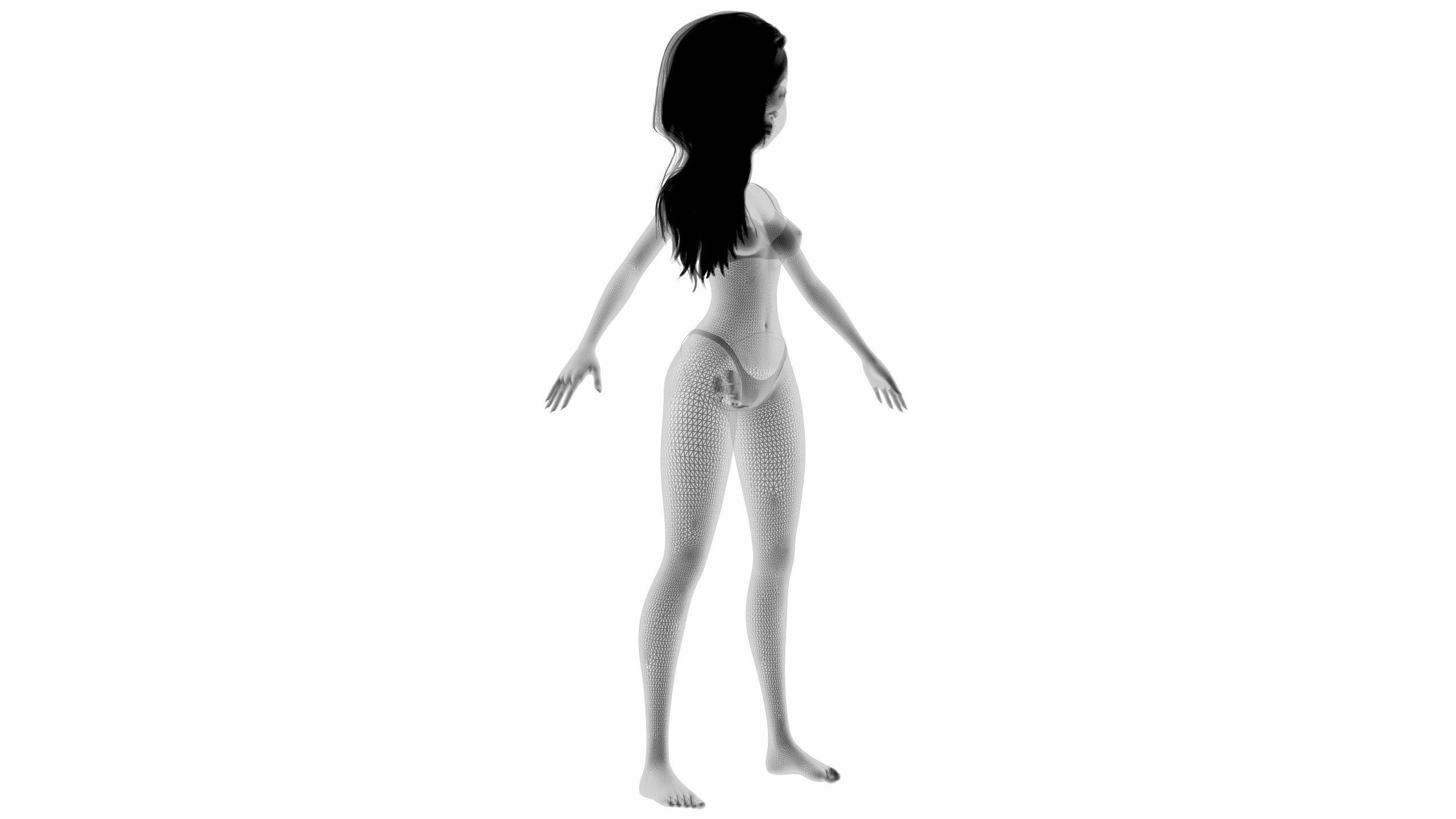 Cartoon Girl Low-poly 3D model_1